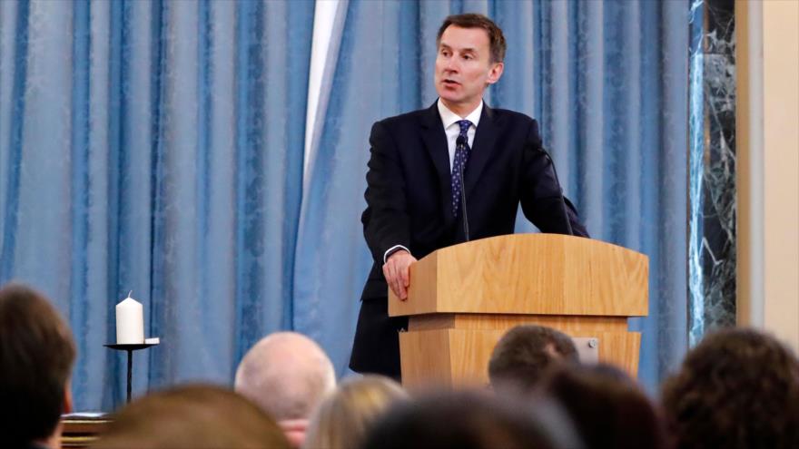 El secretario británico de Exteriores, Jeremy Hunt, habla en una reunión en la embajada israelí, Londres (capital), 23 de enero de 2019. (Foto: AFP)