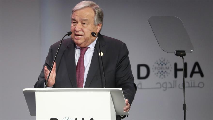 El secretario general de la Organización de las Naciones Unidas (ONU), Antonio Guterres, habla durante un foro en Catar, 16 de diciembre de 2018. (Foto: AFP)