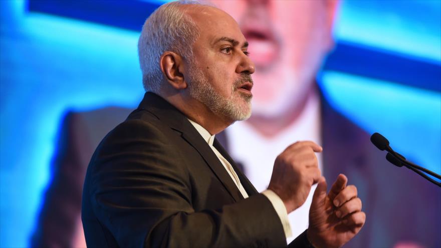 El canciller de Irán Mohamad Yavad Zarif, durante un discurso en La India, 9 de enero de 2019. (Foto: AFP)