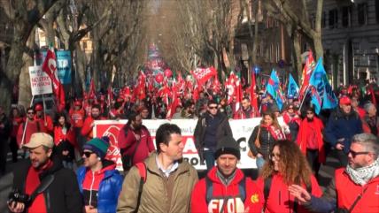 Protesta general contra políticas del Gobierno en Italia