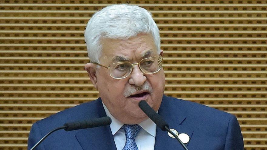 El presidente palestino, Mahmud Abás, pronuncia un discurso en la cumbre de la Unión Africana (UA), Etiopía, 10 de febrero de 2019. (Foto: AFP)