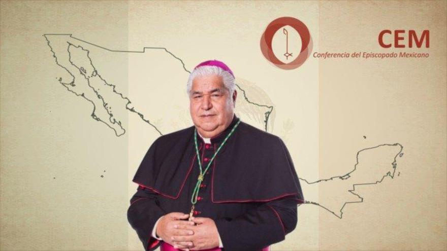 El presidente de la conferencia episcopal mexicana y arzobispo de Monterrey, Rogelio Cabrera, en la sede del ente eclesiástico.