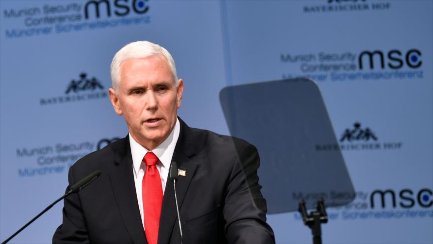 El vicepresidente de Estados Unidos, Mike Pence, durante la Conferencia de Seguridad de Múnich (MSC, en inglés), 16 de febrero de 2019. (Fuente: AFP)