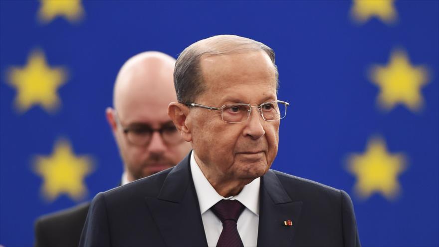 El presidente libanés, Michel Aoun, llega a Estrasburgo, Francia, para participar en una sesión del Parlamento Europeo, 11 de septiembre de 2018.