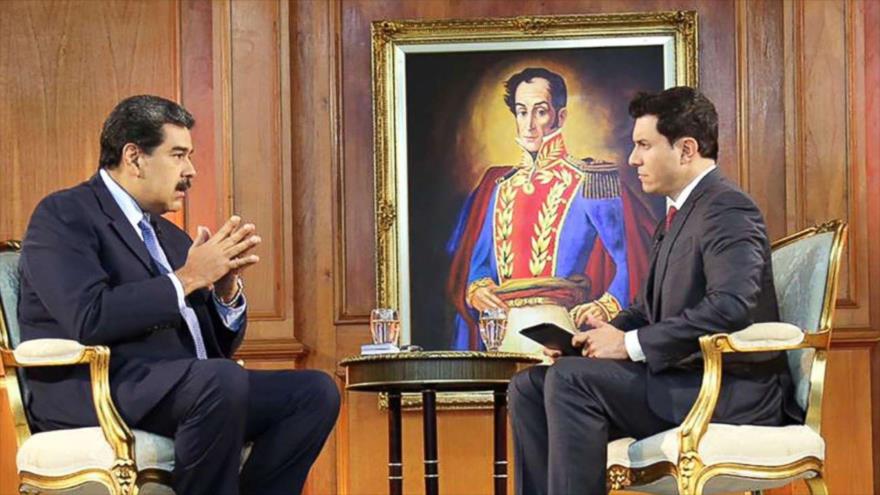 El presidente de Venezuela, Nicolás Maduro, en la entrevista con la cadena estadounidense ABC News, 25 de febrero de 2019.