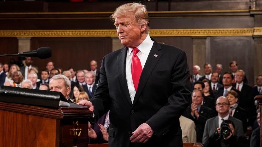 El presidente de EE.UU., Donald Trump, en su discurso anual sobre el Estado de la Unión ante el Congreso, 5 de febrero de 2019. (Foto: AFP)