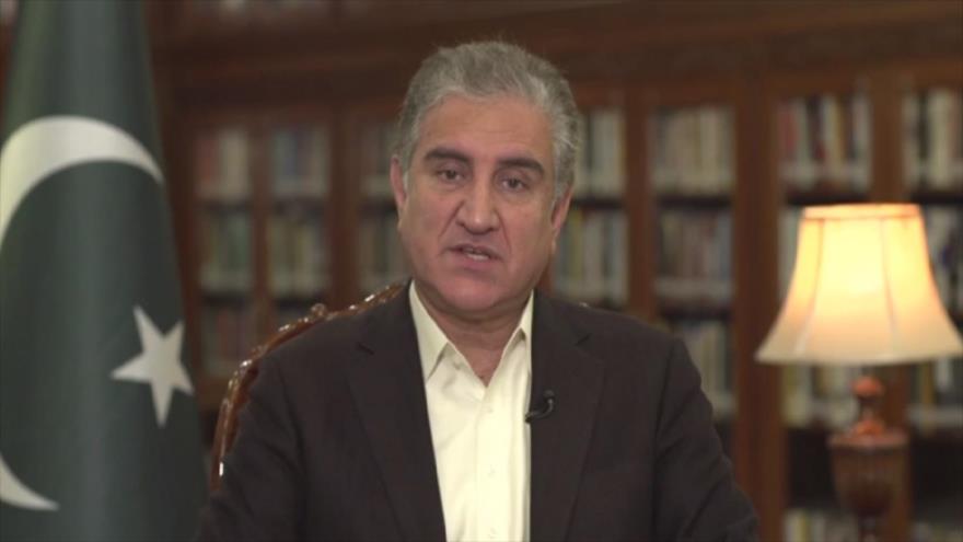 El ministro de Asuntos Exteriores de Paquistán, Makhdoom Shah Mahmood Qureshi, durante su entrevista con CNN, 28 de febrero de 2019.