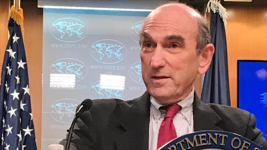 El enviado especial de EE.UU. para Venezuela, Elliott Abrams, habla a la prensa en Washington, 1 de marzo de 2019. (Foto: AFP)