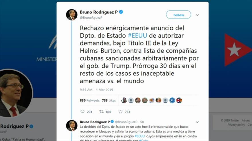 Cuba rechaza decisión de EEUU de demandar a empresas de la isla