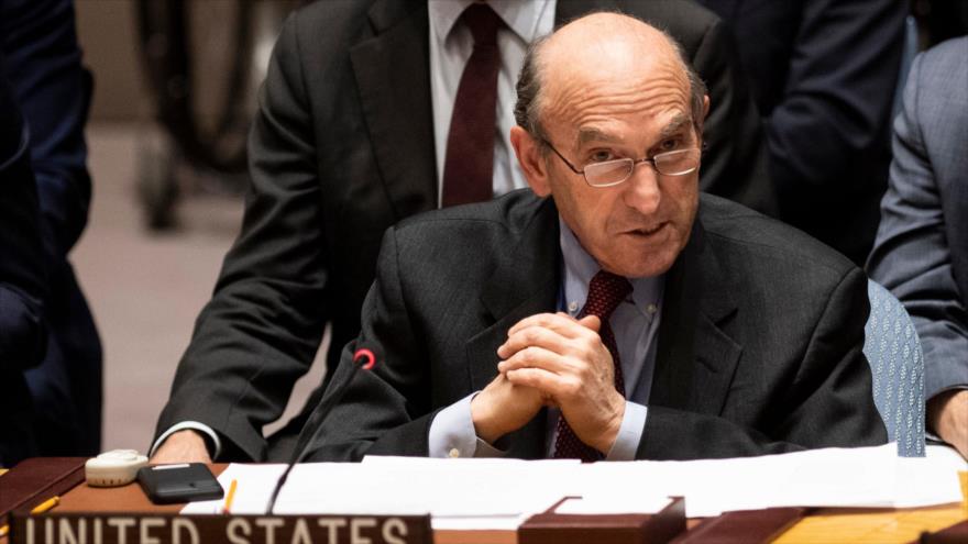 El encargado del proyecto de EE.UU. para derrocar al Gobierno de Venezuela, Elliott Abrams, habla en el Consejo de Seguridad, 1 de marzo de 2019. (Foto: AFP)