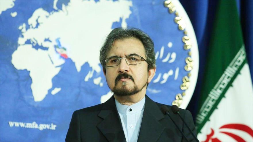 El portavoz de la Cancillería iraní, Bahram Qasemi, en una rueda de prensa en Teherán (capital).