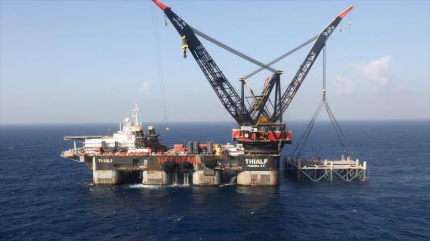 Un campo de gas natural en el Mar Mediterráneo, ubicado cerca de la ciudad de Haifa, 31 de enero de 2019. (Foto: AFP)
