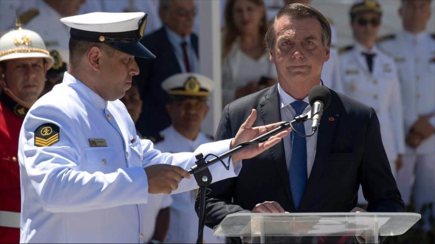 Jair Bolsonaro, presidente de Brasil, habla en el 211.° aniversario del Cuerpo de Infantería de Marina de Brasil en Río de Janeiro, 7 de marzo de 2019. (Foto: AFP)