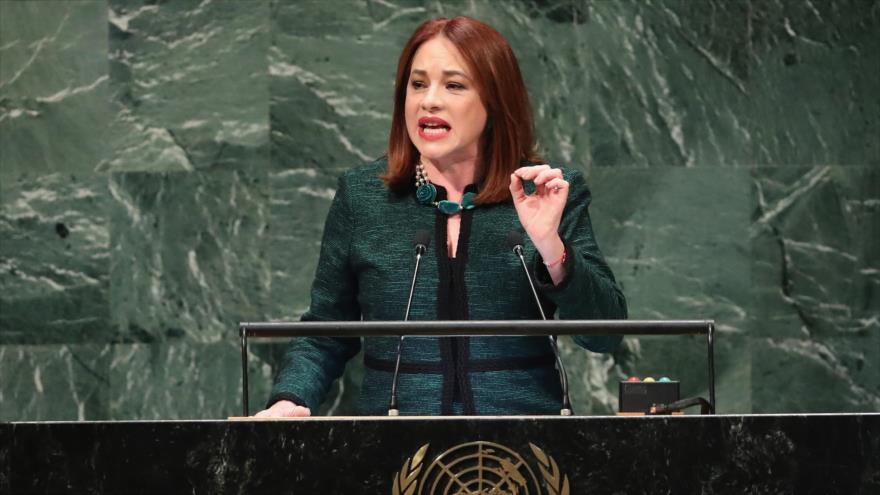 La presidenta de la Asamblea General de las Naciones Unidas, María Fernanda Espinosa, Nueva York, 25 de septiembre de 2018. (Foto: AFP)