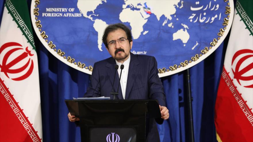 El portavoz del Ministerio de Relaciones Exteriores de Irán, Bahram Qasemi, ofrece una rueda de prensa en Teherán, capital.