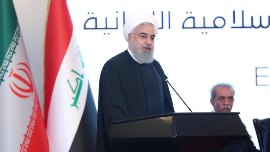 El presidente de Irán, Hasan Rohani, ofrece un discurso en Bagdad, la capital de Irak, 11 de marzo de 2019. (Foto: President.ir)