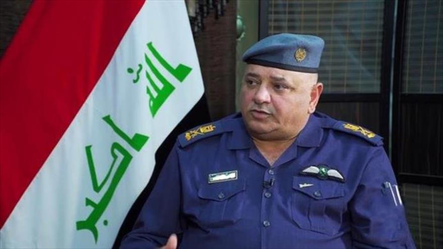 El portavoz del Ministerio de Defensa iraquí, el general de división Tahsin al-Jafayi, en una entrevista con la cadena Press TV.