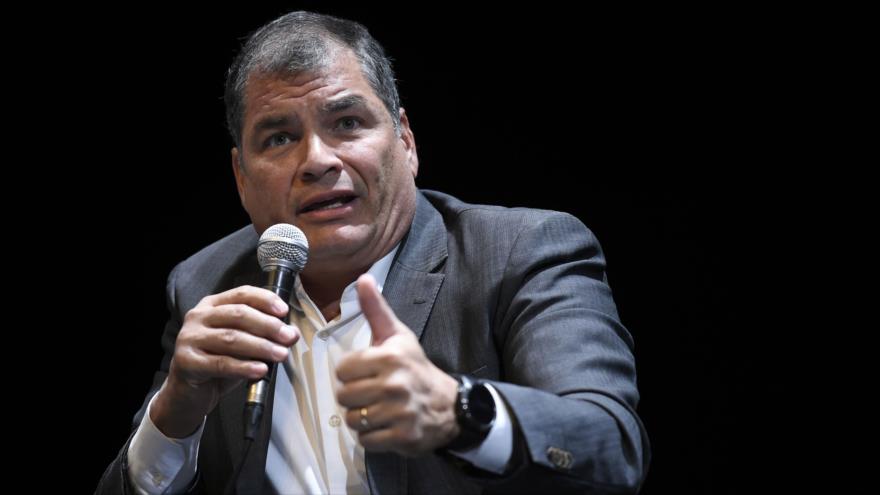 El expresidente ecuatoriano Rafael Correa, en una rueda de prensa en Bruselas, 22 de octubre de 2018. (Foto: Reuters) 