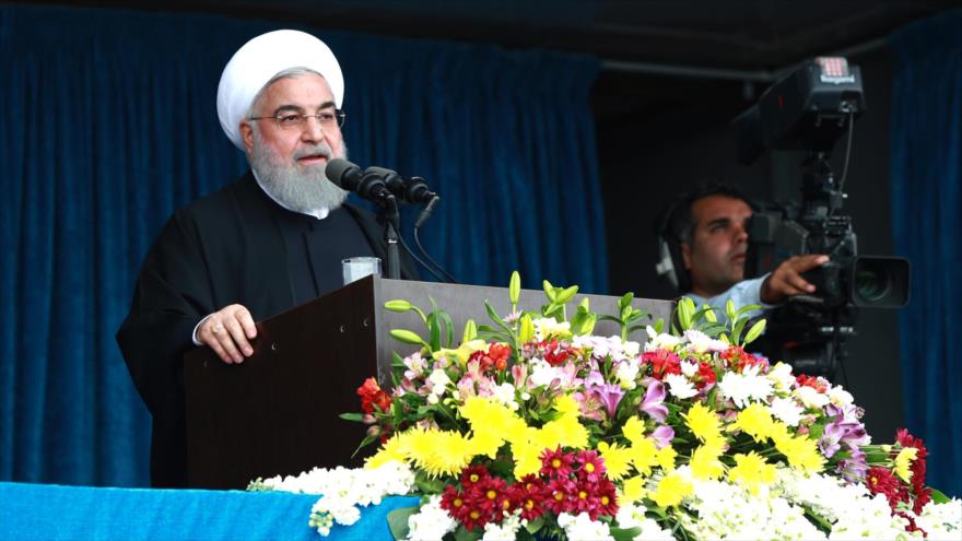 El presidente de Irán, Hasan Rohani, habla en la ciudad de Kangan, situada en la provincia de Bushehr (sur), 17 de marzo de 2019. (Foto: President.ir)