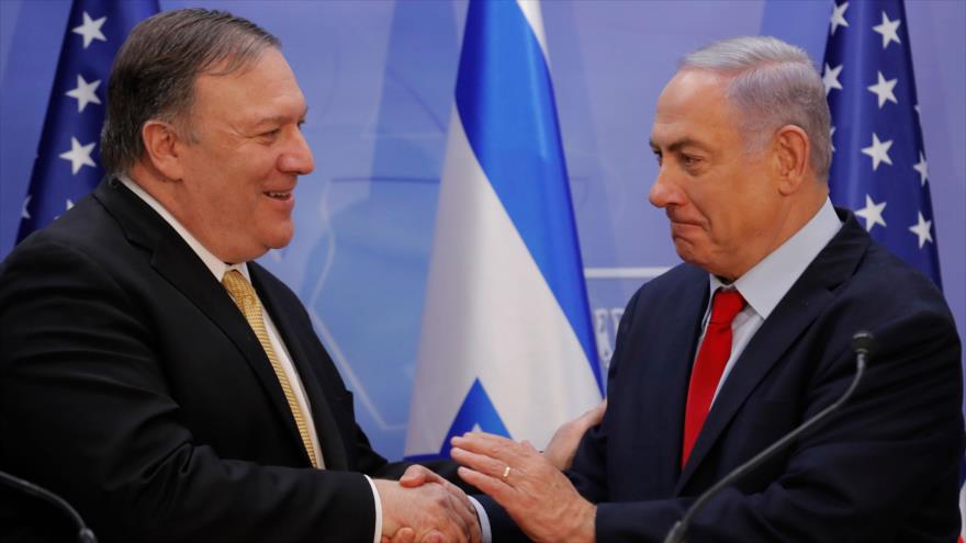 El secretario de Estado de EE.UU., Mike Pompeo (izda.), junto al premier israelí, Benjamín Netanyahu, 20 de marzo de 2019. (Fuente: AFP)