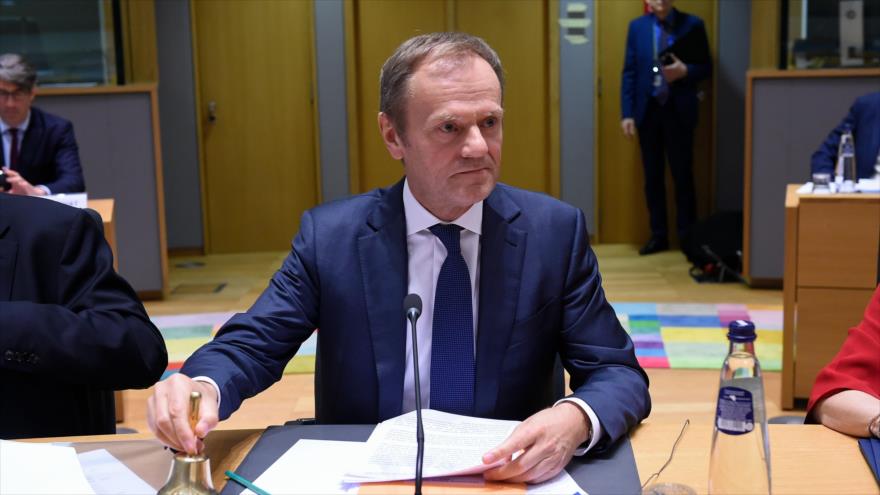 El presidente del Consejo Europeo, Donald Tusk, durante una cumbre de la Unión Europea (UE) en Bruselas, 20 de marzo de 2019. (Foto: AFP)