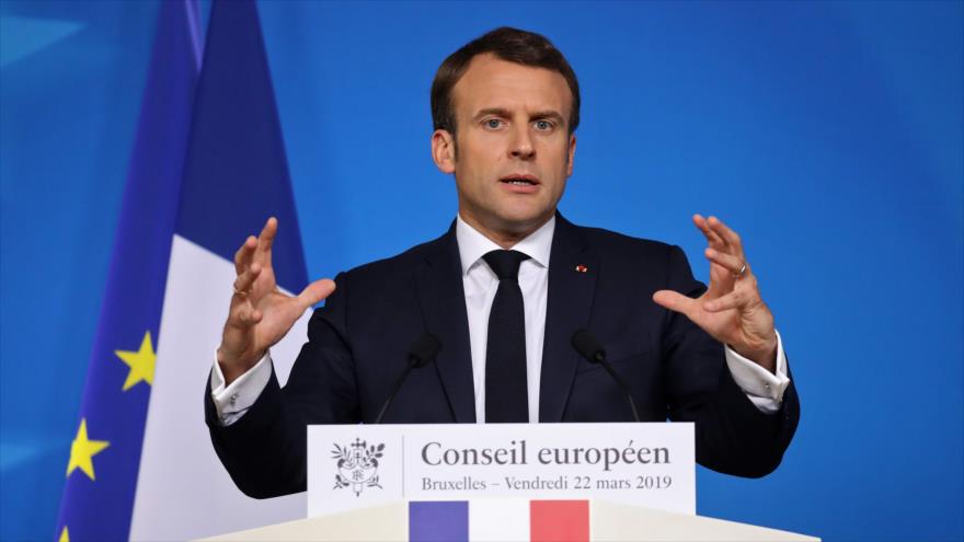 Emmanuel Macron, presidente de Francia, habla en una rueda de prensa en Bruselas, 22 de marzo de 2019. (Foto: AFP)