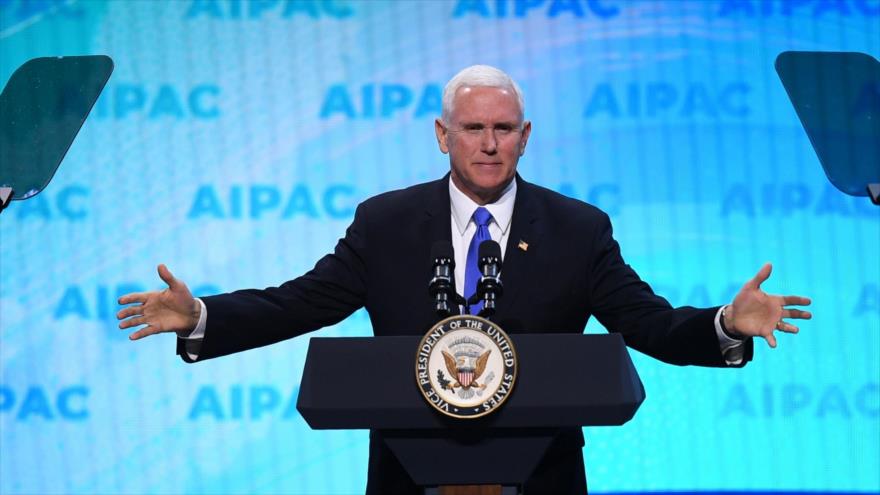 El vicepresidente de EE.UU., Mike Pence, en la conferencia anual del AIPAC, en Washington. 25 de marzo de 2019. (Foto: AFP)