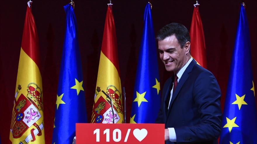 El primer ministro español, Pedro Sánchez, en una conferencia de prensa en Madrid, 27 de marzo de 2019. (Fuente: AFP)