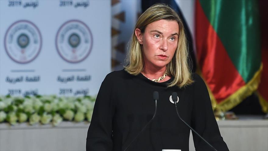 La jefa de la Diplomacia de la UE, Federica Mogherini, durante una cumbre de la Liga Árabe en Túnez (capital tunecina), 31 de marzo de 2019. (Foto: AFP)
