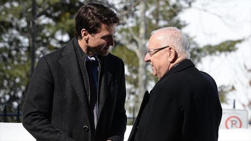 El presidente israelí, Reuven Rivlin (dcha.), y el premier canadiense, Justin Trudeau, Ottawa, Canadá, 1 de abril de 2019. (Foto: Times of Israel)