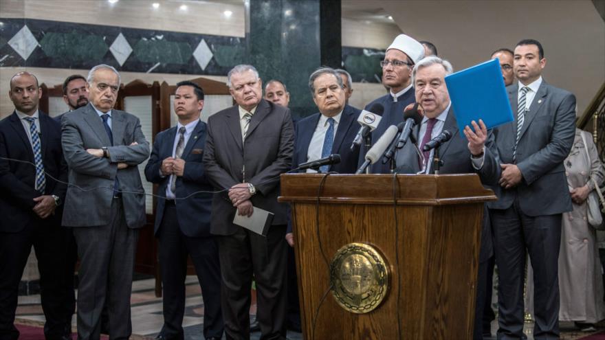 Titular de la ONU, Antonio Guterres, pronuncia un discurso en El Cairo, capital egipcia, 2 de abril de 2019. (Foto: AFP)