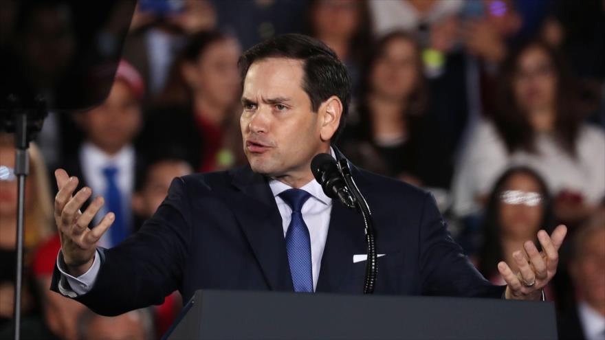 El senador republicano estadounidense Marco Rubio, en un mitin antivenezolano en Florida (sudeste), 18 de febrero de 2019. (Foto: AFP)