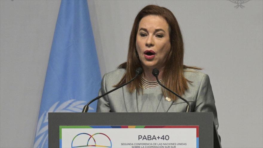 La presidenta de la AGNU, María Fernanda Espinosa, en un acto en Buenos Aires, Argentina, 20 de marzo de 2019. (Foto: AFP)