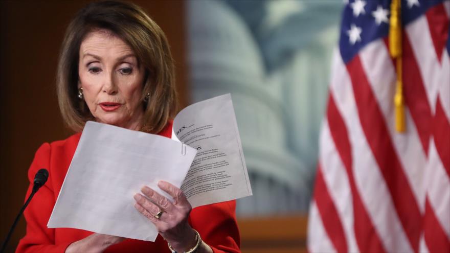 Nancy Pelosi, presidenta de la CÃ¡mara de Representantes, aborda solicitud de demÃ³cratas sobre documentos fiscales de Trump, 4 de abril de 2019. (Foto: AFP)