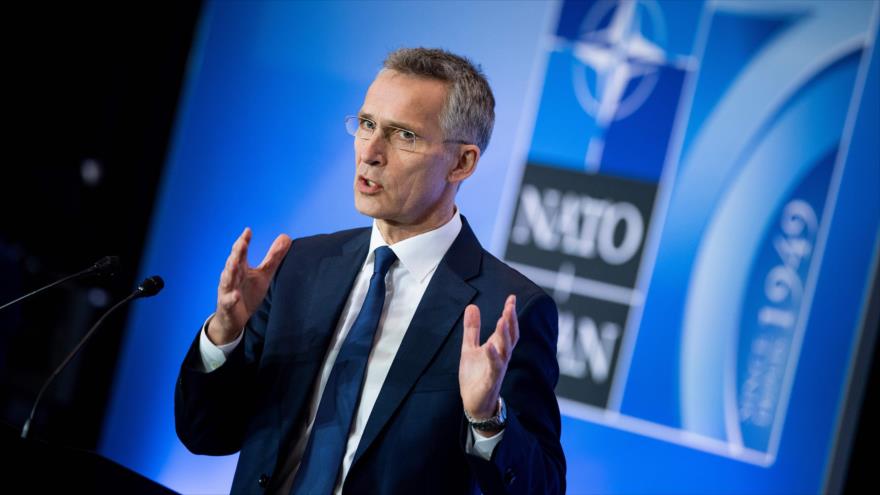 Secretario general de la OTAN, Jens Stoltenberg, en una rueda de prensa al término de la cumbre de Washington, 4 de abril de 2019. (Foto: AFP)