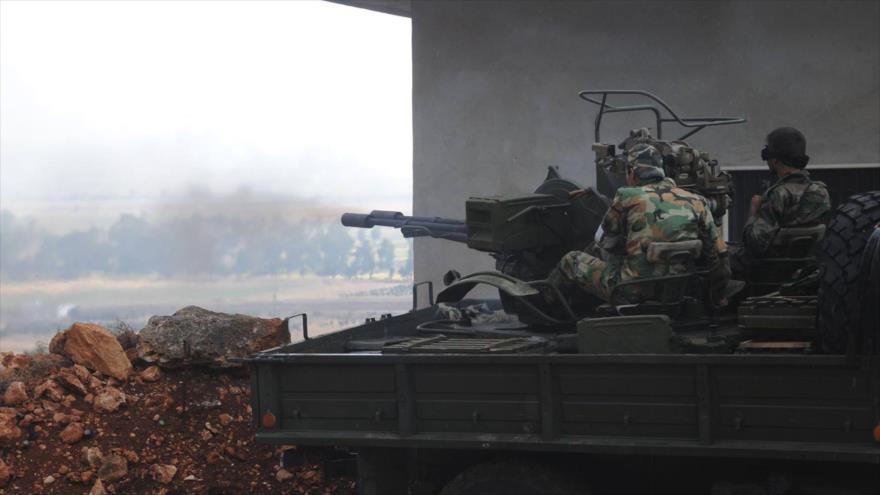 Fuerzas del Ejército de Siria durante una operación contra los terroristas en la provincia siria de Latakia, noroeste de Siria, 19 de octubre de 2019.