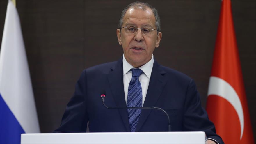 El canciller ruso, Serguéi Lavrov, habla en una rueda de prensa en la ciudad turca de Antalya, 29 de marzo de 2019. (Foto: AFP)