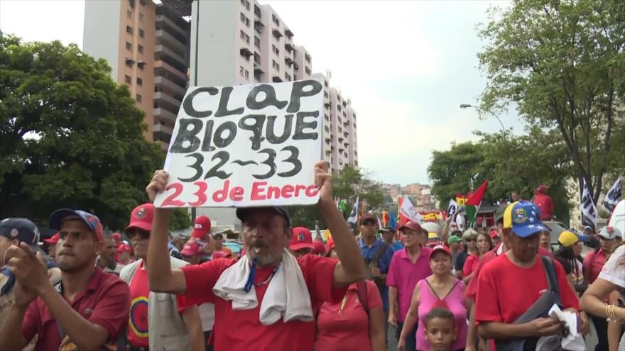 Marcha chavista en aniversario de la Milicia Nacional Bolivariana
