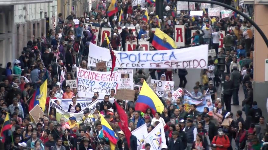 Policía ecuatoriana reprime protesta contra Lenín Moreno | HISPANTV