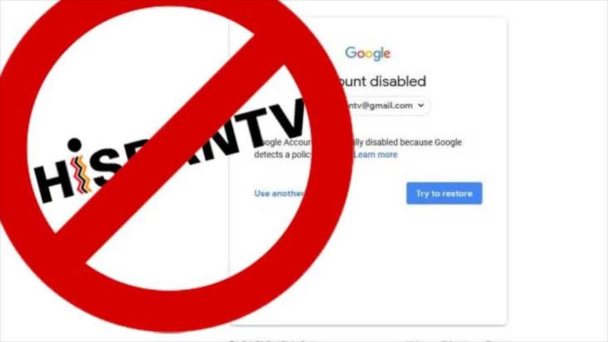 La cuenta de la cadena HispanTV, restringida por la firma estadounidense Google.