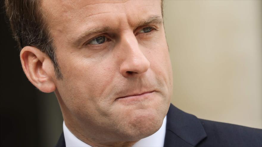 El presidente francés, Emanuel Macron, tras un acto celebrado en Paris (capital de Francia), 23 de abril de 2019. (Foto: AFP)