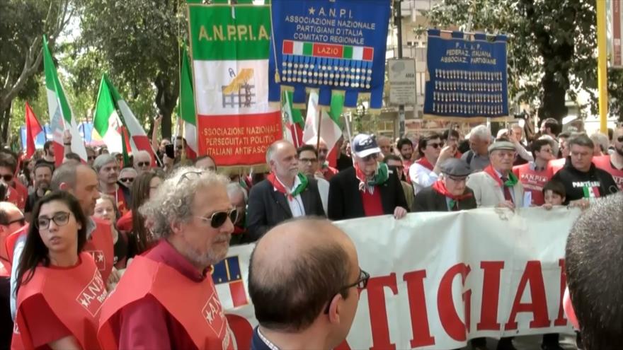 Manifestación antifascista por el Día de la Liberación en Italia