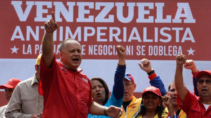 Diosdado Cabello, jefe de la Asamblea Nacional Constituyente (ANC) de Venezuela, durante un acto pÃºblico.