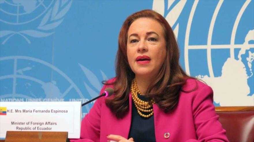 La presidenta de la Asamblea General de la ONU (AGNU), María Fernanda Espinosa.