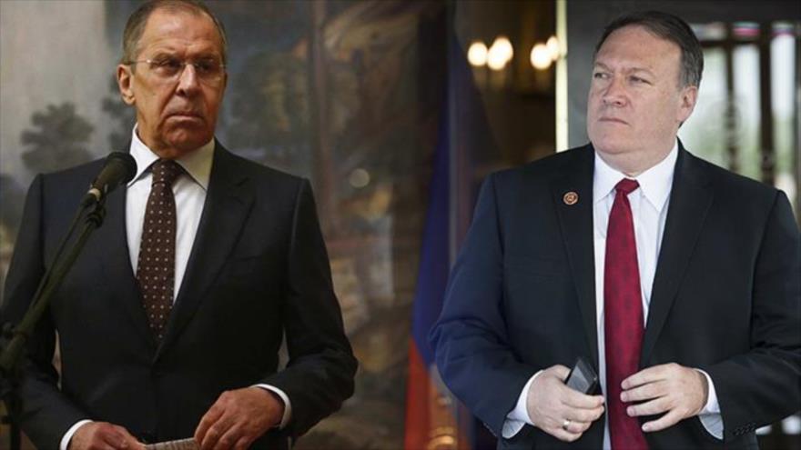  El canciller ruso, Serguéi Lavrovb (izda.) y su homólogo estadounidense, Mike Pompeo.
