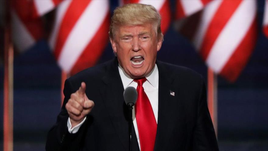 El presidente de Estados Unidos, Donald Trump, da un discurso.