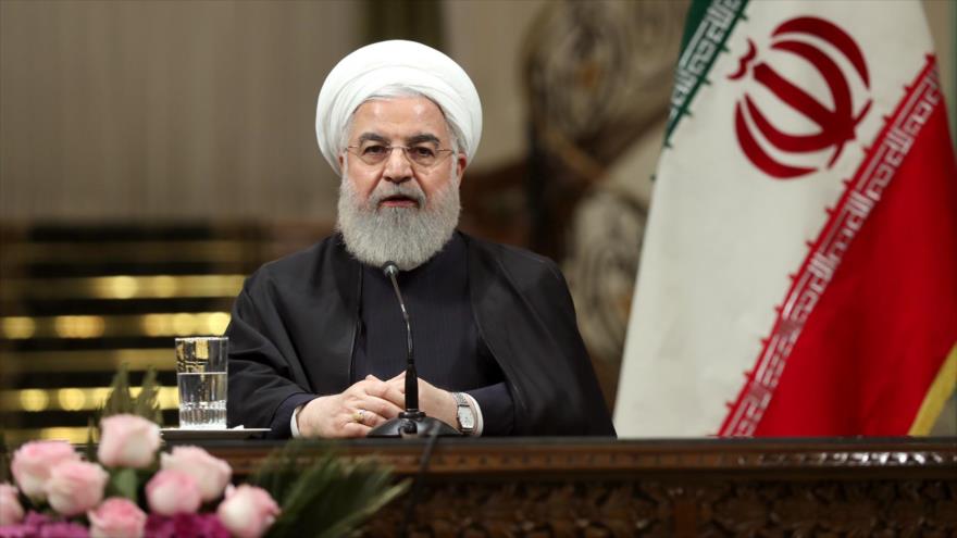 El presidente de Irán, Hasan Rohani, en una conferencia de prensa en Teherán, la capital, 22 de abril de 2019. (Foto: President.ir)