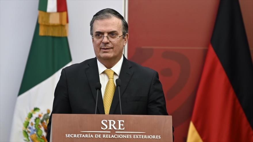 El secretario de Relaciones Exteriores de México, Marcelo Ebrard, en una conferencia de prensa en la Ciudad de México, 2 de mayo de 2019. (Foto: AFP)