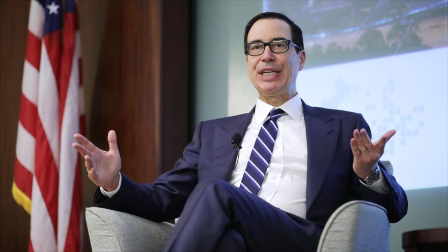 El secretario del Tesoro de EE.UU., Steven Mnuchin, habla en una conferencia, Arlington, estado de Virginia, 24 de abril de 2019. (Foto: AFP)