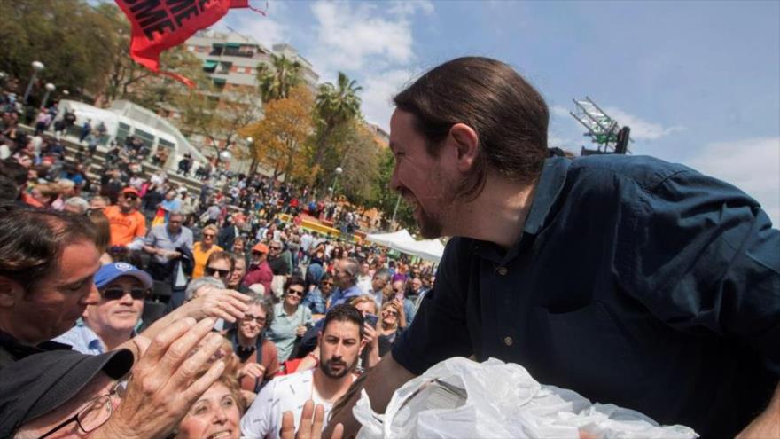 El líder de Unidas Podemos, Pablo Iglesias, interviene en un acto organizado por los comunes. (Foto: EFE)